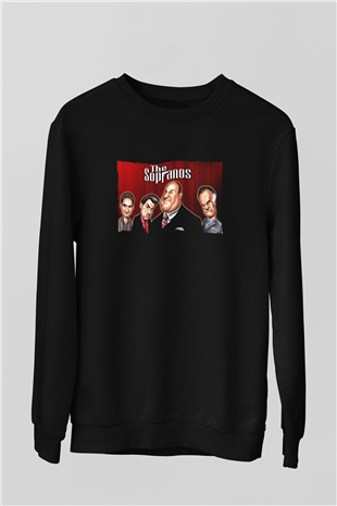 Unisex The Sopranos Baskılı Siyah Sweatshirt