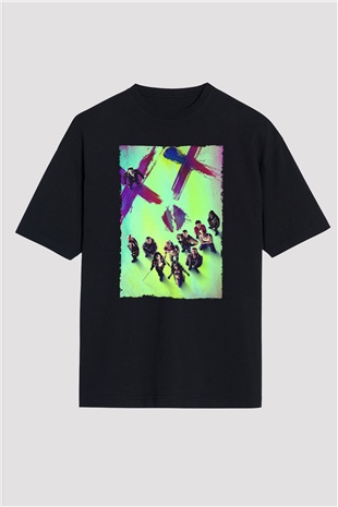 Unisex The Suicide Squad İntihar Timi (The Suicide Squad) Baskılı Siyah Oversize T-shirt