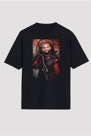 Unisex The Suicide Squad İntihar Timi (The Suicide Squad) Baskılı Siyah Oversize Tişört