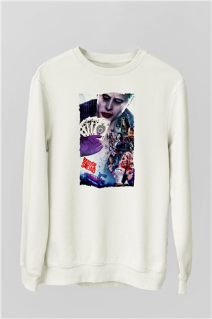 Unisex The Suicide Squad (İntihar Timi) Baskılı Beyaz Sweatshirt