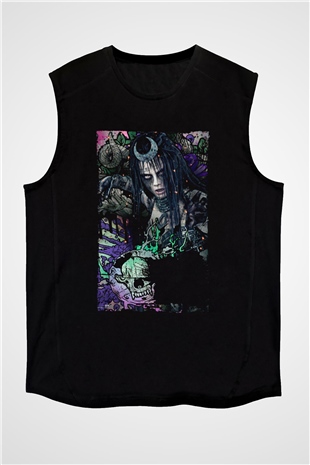 Unisex The Suicide Squad İntihar Timi (The Suicide Squad) Baskılı Siyah Unisex Kolsuz Tişört