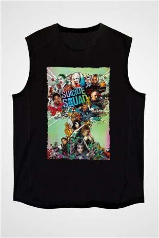 Unisex The Suicide Squad İntihar Timi (The Suicide Squad) Baskılı Siyah Kolsuz Tshirt