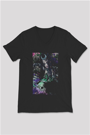 Unisex The Suicide Squad İntihar Timi (The Suicide Squad) Baskılı Siyah Unisex V Yaka Tişört