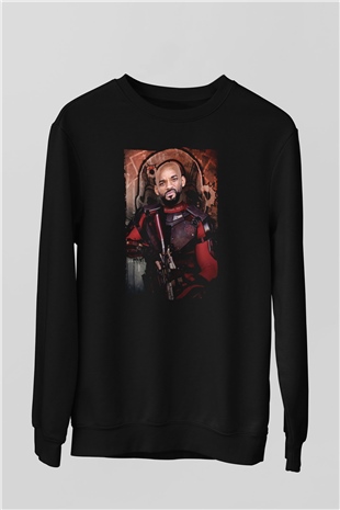 Unisex The Suicide Squad İntihar Timi (The Suicide Squad) Baskılı Siyah Sweatshirt