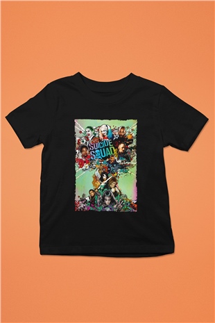 Unisex The Suicide Squad İntihar Timi (The Suicide Squad) Baskılı Siyah Çocuk Tshirt