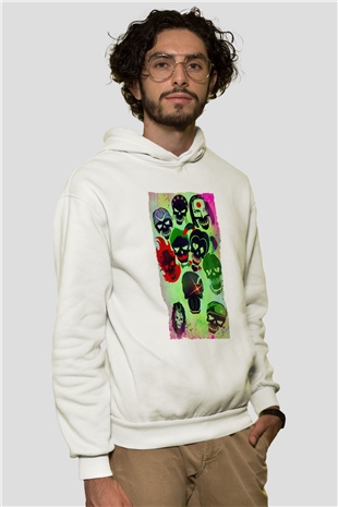 Unisex The Suicide Squad (İntihar Timi) Baskılı Beyaz Kapüşonlu Sweatshirt