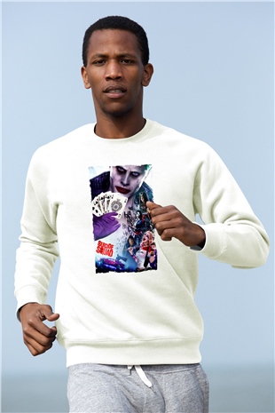 Unisex The Suicide Squad (İntihar Timi) Baskılı Beyaz Sweatshirt