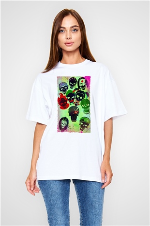 Unisex The Suicide Squad (İntihar Timi) Baskılı Beyaz Oversize Tişört