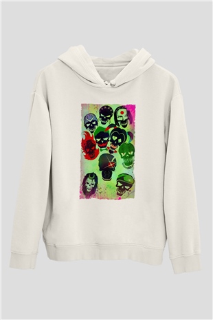 Unisex The Suicide Squad (İntihar Timi) Baskılı Beyaz Kapüşonlu Sweatshirt