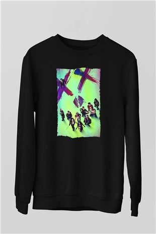 Unisex The Suicide Squad İntihar Timi (The Suicide Squad) Baskılı Siyah Sweatshirt