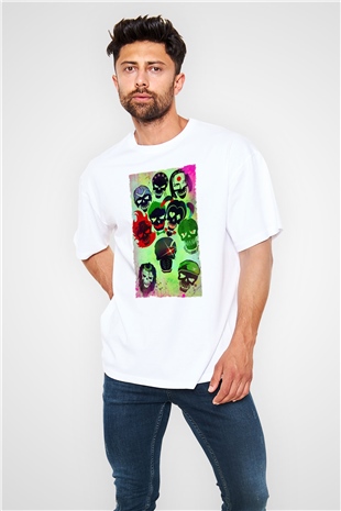 Unisex The Suicide Squad (İntihar Timi) Baskılı Beyaz Oversize Tişört