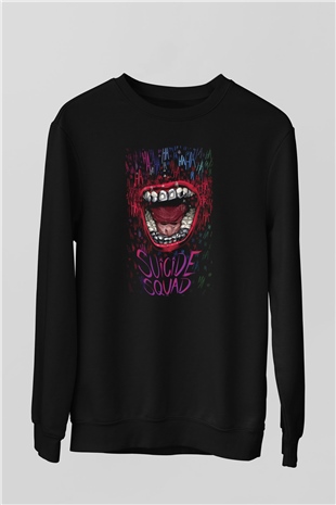 Unisex The Suicide Squad İntihar Timi (The Suicide Squad) Baskılı Siyah Unisex Sweatshirt