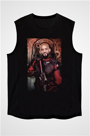 Unisex The Suicide Squad İntihar Timi (The Suicide Squad) Baskılı Siyah Kolsuz Tişört