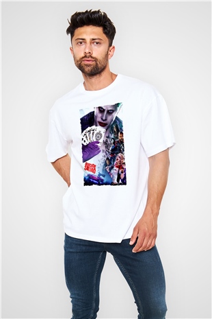 Unisex The Suicide Squad (İntihar Timi) Baskılı Beyaz Oversize Oversize T-shirt