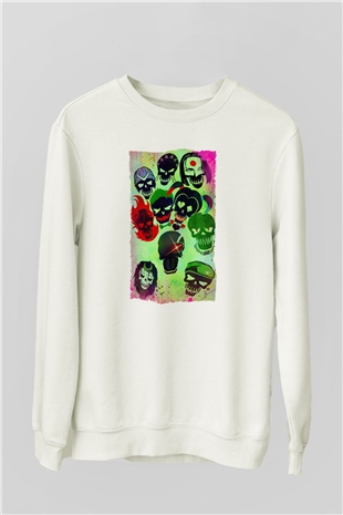 Unisex The Suicide Squad (İntihar Timi) Baskılı Beyaz Sweatshirt