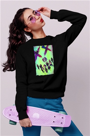Unisex The Suicide Squad İntihar Timi (The Suicide Squad) Baskılı Siyah Sweatshirt