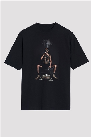 Unisex The Tax Collector Baskılı Siyah Oversize Tshirt