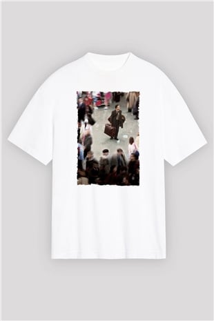 Unisex The Terminal Baskılı Beyaz Oversize Oversize T-shirt