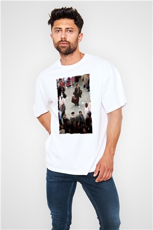 Unisex The Terminal Baskılı Beyaz Oversize Oversize T-shirt