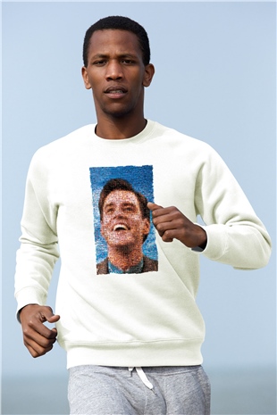 Unisex The Truman Show Baskılı Beyaz Sweatshirt