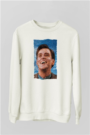 Unisex The Truman Show Baskılı Beyaz Sweatshirt