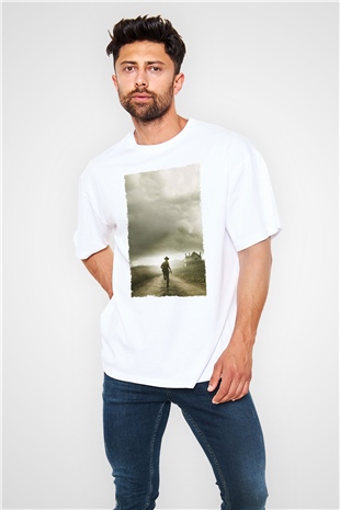 Unisex The Walking Dead Baskılı Beyaz Oversize Tişört
