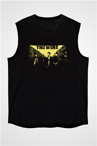 Unisex The Wire Baskılı Siyah Kolsuz T-shirt