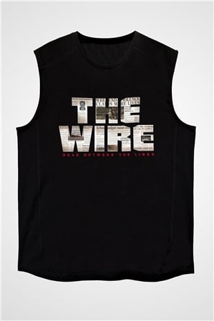 Unisex The Wire Baskılı Siyah Kolsuz Tshirt
