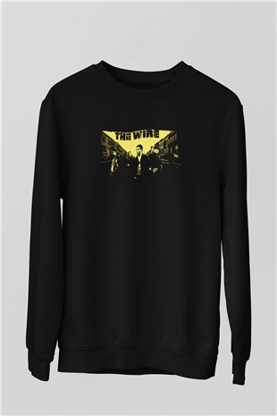 Unisex The Wire Baskılı Siyah Sweatshirt