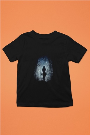Unisex The Witch Baskılı Siyah Çocuk T-Shirt