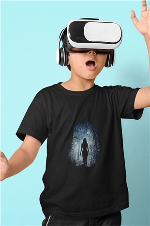 Unisex The Witch Baskılı Siyah Çocuk T-Shirt