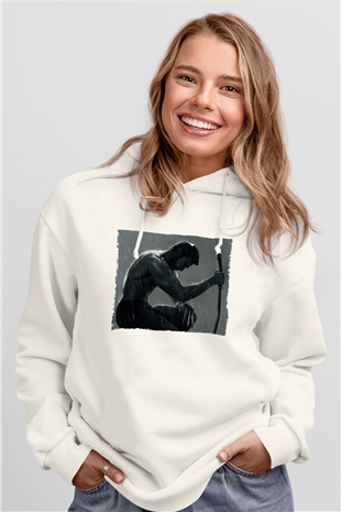 Unisex The Wolverine Baskılı Beyaz Kapüşonlu Sweatshirt