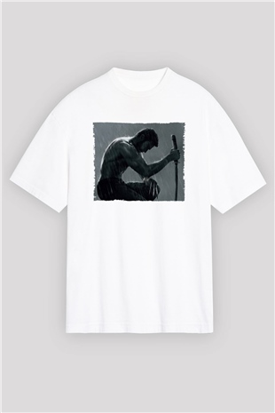 Unisex The Wolverine Baskılı Beyaz Oversize Oversize T-shirt