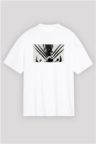 Unisex The Wolverine Baskılı Beyaz Oversize Tişört