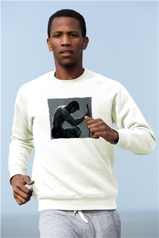 Unisex The Wolverine Baskılı Beyaz Sweatshirt