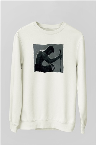 Unisex The Wolverine Baskılı Beyaz Sweatshirt