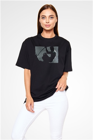 Unisex The Wolverine Baskılı Siyah Oversize Tshirt