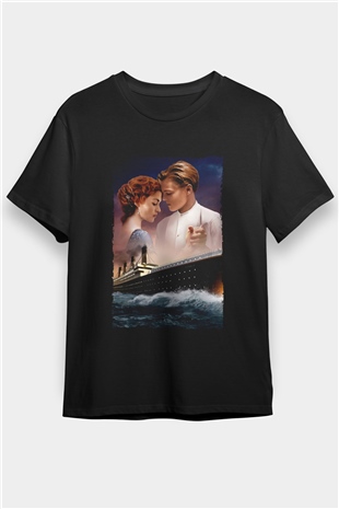 Titanic Baskılı Siyah T-Shirt