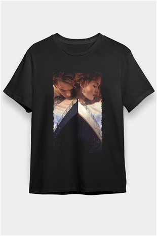 Titanic Baskılı Siyah Tshirt