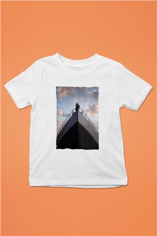Unisex Titanik Baskılı Beyaz Çocuk Tshirt