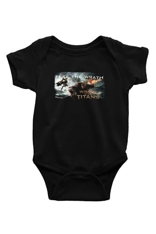 Unisex Titanların Öfkesi (Wrath of the Titans) Baskılı Siyah Bebek Body - Zıbın