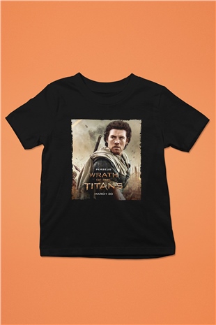 Unisex Titanların Öfkesi (Wrath of the Titans) Baskılı Siyah Çocuk Tshirt