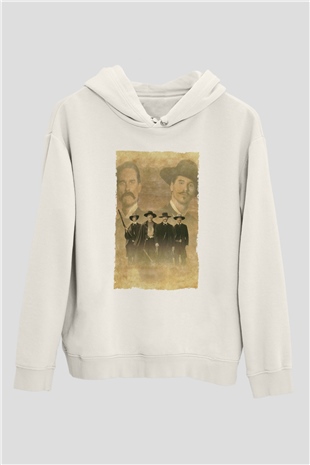 Unisex Tombstone Baskılı Beyaz Kapüşonlu Sweatshirt