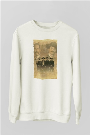 Unisex Tombstone Baskılı Beyaz Sweatshirt