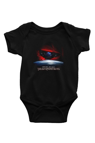 Unisex Transformers 3 Baskılı Siyah Bebek Body - Zıbın