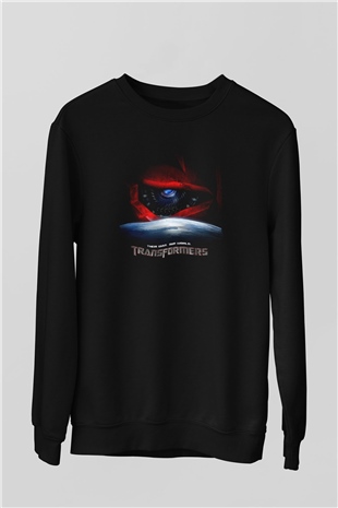 Unisex Transformers 3 Baskılı Siyah Sweatshirt