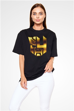Unisex Transformers 4 Baskılı Siyah Oversize Tişört
