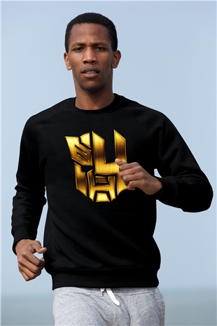 Unisex Transformers 4 Baskılı Siyah Sweatshirt