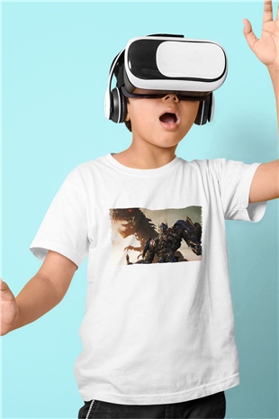 Unisex Transformers Baskılı Beyaz Çocuk Tişört