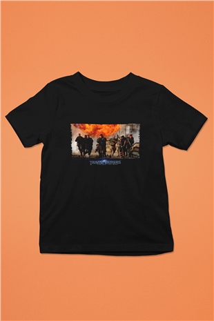 Unisex Transformers Baskılı Siyah Çocuk T-Shirt